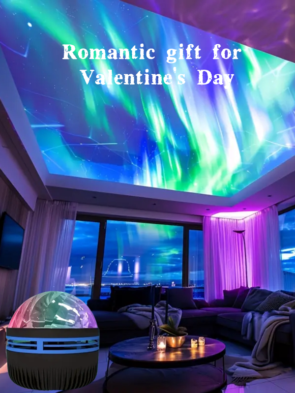 1pc Aurora LED Projector Night Light - USB Powered Remote Control Color Change Adjustment, Aurora Borealis Bedroom Decoration Is Suitable For Parties, Festivals And Home Atmosphere
