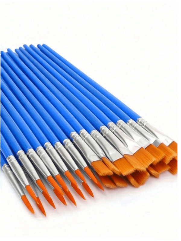 10 فرش رسم من النايلون - فرش رؤوس مسطحة ومدببة للرسم بالزيت والأكريليك والسيراميك - فرش فنية بمقابض بلاستيكية، مناسبة للرسم الدقيق (ألوان/أنماط عشوائية)، لوازم مدرسية، عودة إلى المدرسة