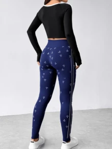 Set De 2 Leggings Unitalla Casual o Deportivos De Cintura Alta De Mujer En Color Sólido - Azul lavado oscuro - Ver 3