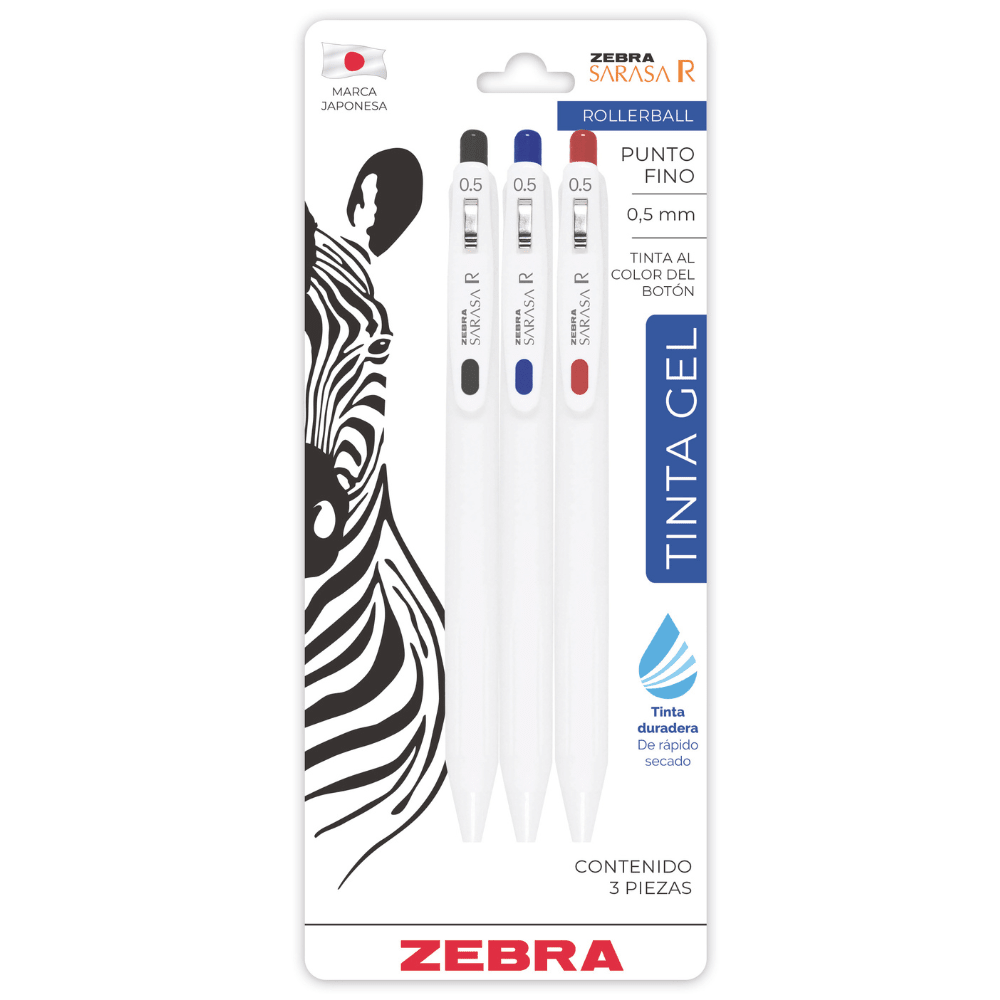 Zebra Sarasa R Gel Ink Pen 0.5 Mm Blister Pack Of 3 - Cơ bản - Xem 1