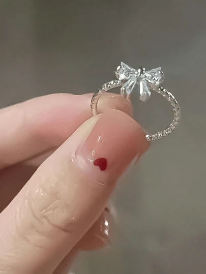 1 件可爱蝴蝶结可调节戒指，简约光滑素食戒指，时尚戒指，波西米亚海星个性化戒指