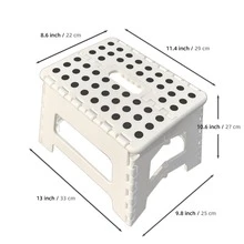 1 PCS Collapsible Stepping Stool With Handle, Folding Step Stool Heavy Duty Step Stool Foldable For Adults And Kids, Non-Slip Folding Stools For Kitchen Hold Up To 280lbs - 白色 - 查看 3