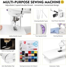 Mini Sewing Machine For Beginners, Portable Two-Speed Machine With Extension Table, Handheld Sewing Kit For Home, Travel - Mauve Purple - View 5