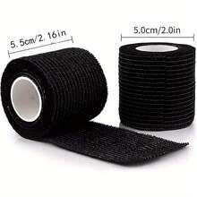 JC TATTOO-Tattoo Machine Grip Tape, Tattoo Grip Protection Bandage, Self-Adhesive Bandage, Disposable Self-Adhesive Bandage, Multiple Sizes Available (1/5/12/24pcs), Elastic Bandage Roll, Suitable For Tattoo Machine, Exercise, Body Protection, Essential For Tattoo Studio! Tattoo Accessories - Black - View 6