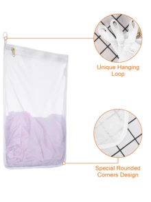 Túi giặt lưới mịn 3 kim 5 đường, nhiều kích cỡ, túi lưới giặt chuyên dụng cho máy giặt, túi lưới dày mịn chuyên dụng cho đồ lót, thân túi màu trắng với khóa kéo vàng, tinh tế, chuyên dùng để đựng áo mùa xuân/hè, túi giặt bảo vệ quần áo và đồ lót, túi giặt đơn giản màu trơn với lớp lót mềm mại ấm áp, vải lưới dày dặn giúp ngăn ngừa vết bẩn hiệu quả, tươi mới và đa năng, vật dụng thiết yếu trong gia đình, cũng có thể được sử dụng như túi đựng mỹ phẩm và túi giặt, vật dụng cần thiết cho du lịch, món quà lý tưởng cho các dịp lễ (sử dụng kép cho gia đình và du lịch). - Nhiều màu - Xem 2