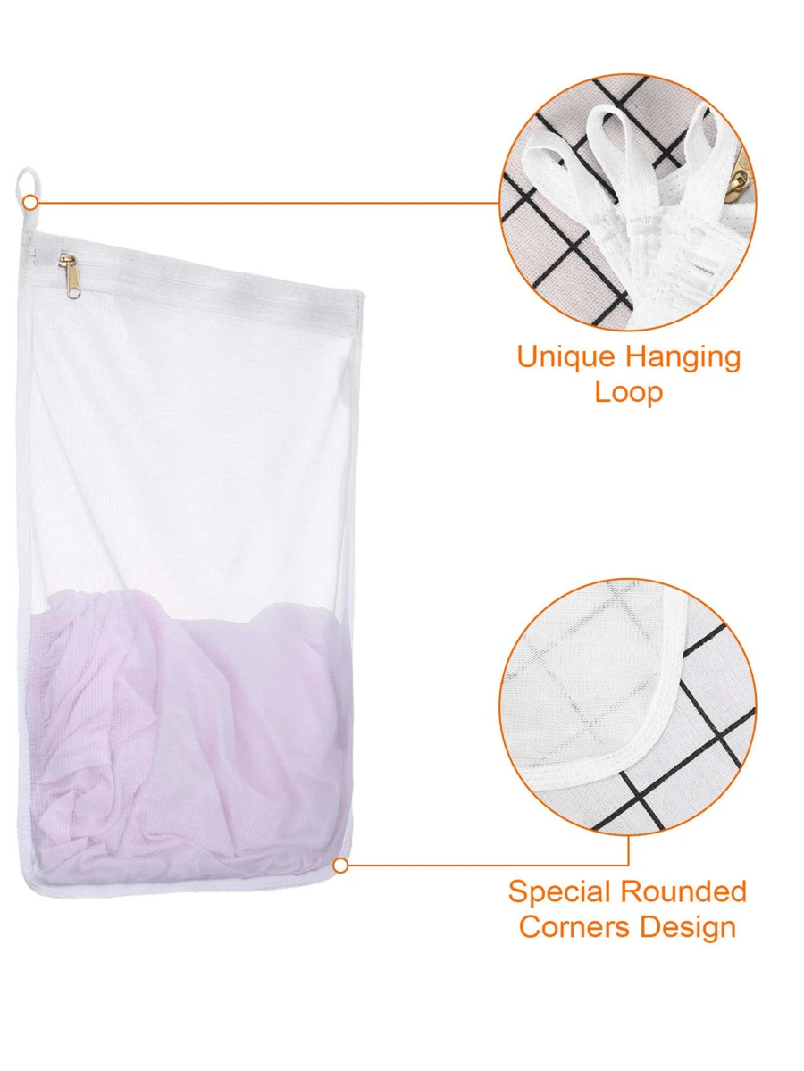 Túi giặt lưới mịn 3 kim 5 đường, nhiều kích cỡ, túi lưới giặt chuyên dụng cho máy giặt, túi lưới dày mịn chuyên dụng cho đồ lót, thân túi màu trắng với khóa kéo vàng, tinh tế, chuyên dùng để đựng áo mùa xuân/hè, túi giặt bảo vệ quần áo và đồ lót, túi giặt đơn giản màu trơn với lớp lót mềm mại ấm áp, vải lưới dày dặn giúp ngăn ngừa vết bẩn hiệu quả, tươi mới và đa năng, vật dụng thiết yếu trong gia đình, cũng có thể được sử dụng như túi đựng mỹ phẩm và túi giặt, vật dụng cần thiết cho du lịch, món quà lý tưởng cho các dịp lễ (sử dụng kép cho gia đình và du lịch).