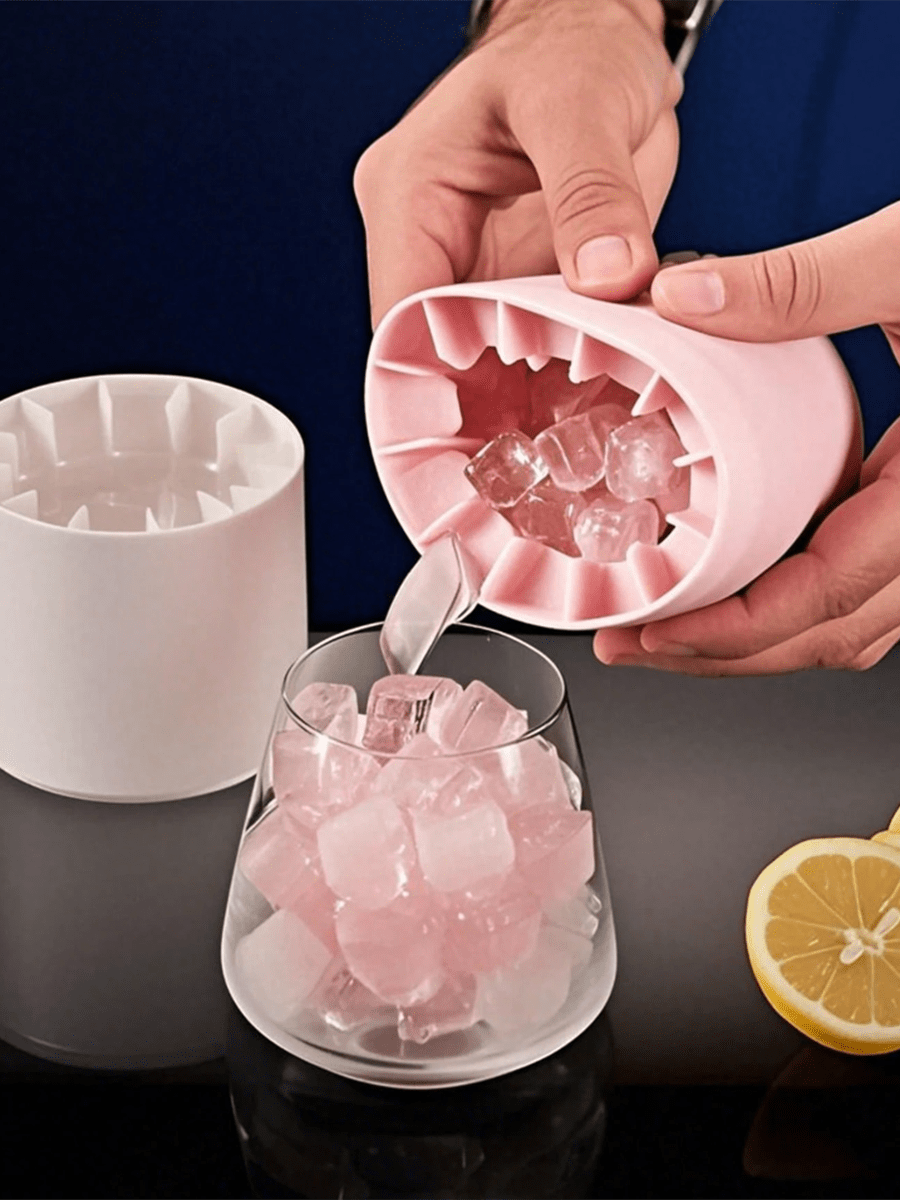 Tavă din silicon pentru cuburi de gheață – Aparat de gheață 3D cu eliberare ușoară, cu capac, design cu găleată multi-compartiment pentru cocktailuri, fructe și băuturi – Reutilizabilă pentru acasă, bar, club și utilizare în aer liber vara – Ajutor pentru ustensile de bucătărie