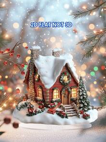 1 pieza del juego de decoración de cabaña navideña plana 2D de material acrílico. Decoración del hogar, oficina, dormitorio, boda, jardín. Regalo para el Día de la Madre, temporada de graduación, cumpleaños, Año Nuevo, San Valentín. Artículo especial para crear un ambiente festivo, regalo creativo.