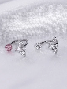 1pc Butterfly Shaped, Bat Lips Ring, Sparkling Harajuku Lip Ring, Cartilage Hoop, C-Shape, Pink & White, New Lip Piercing Jewelry, Suitable For Women's Daily Wear And Gift