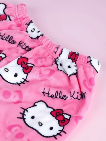 Sanrio Hello Kitty Fleece Allover Print Warm Fluffy Pajama Pants, Versatile Sweet Fuchsia Loungewear Tro rs Schattige Cartoon Zachte Skin Friendly Feel, All Occasions, Essential Couples, Best Friends, Birthdays, Holidays, Fall Cozy view 5
