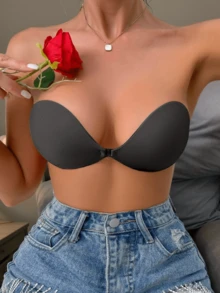 3对可重复使用的隐形文胸，前扣式，露背，无肩带硅胶花瓣，无缝自粘式胸罩罩杯，新娘内衣配件 - 彩色 - 查看 15