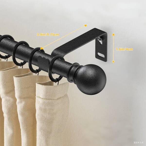 Curtain Rods For Windows Blackout Curtain, Adjustable Small Diameter Curtain Rod With Bracket, Curtain Rod For Bedroom Living Room Kitchen Bathroom
