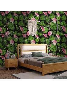 1 Roll Of Tropical Jungle Palm Leaf Floral Wallpaper, Peel And Stick Contact Paper, Jungle Plant Wallpaper, Detachable Wallpaper Suitable For Bathroom, Bedroom, Living Room, Cabinet, Furniture Renovation