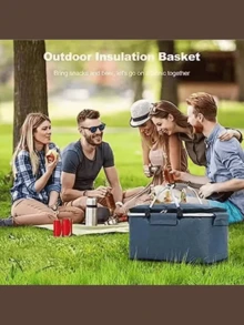 1个可折叠野餐篮，牛津布保温篮，超大空间，隔热、保冷、保鲜，防水防潮，坚固耐用不易生锈，茶咖啡篮，多功能野餐包，适合作为户外旅行、露营野餐、户外冰袋和食物储存的储物篮。