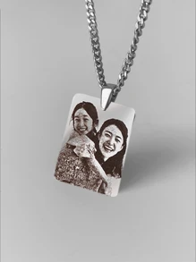 Collar personalizado con foto grabada, grabado personalizado de foto, collar de acero inoxidable de 18 k, colgante de retrato de oro/plata, joyería personalizada de familia/mascota, regalo perfecto, dorado, elegante, colorido, vintage, simple, unisex, casual, lindos, personalizados, únicos, regalos ideales para él, regalos ideales para ella, novia, novio, papá, mamá, familia, amigos, para aniversarios, para cumpleaños, para graduación, para baile de graduación, para fiestas, suministros escolares, de vuelta a la escuela, para la oficina, para la escuela, para el aula, para regalos de maestros, para la universidad, para colegas, para dormitorios, para maestros, para niños y niñas, para adolescentes, estudiantes de secundaria, estudiantes de secundaria, estudiantes universitarios, universitarios