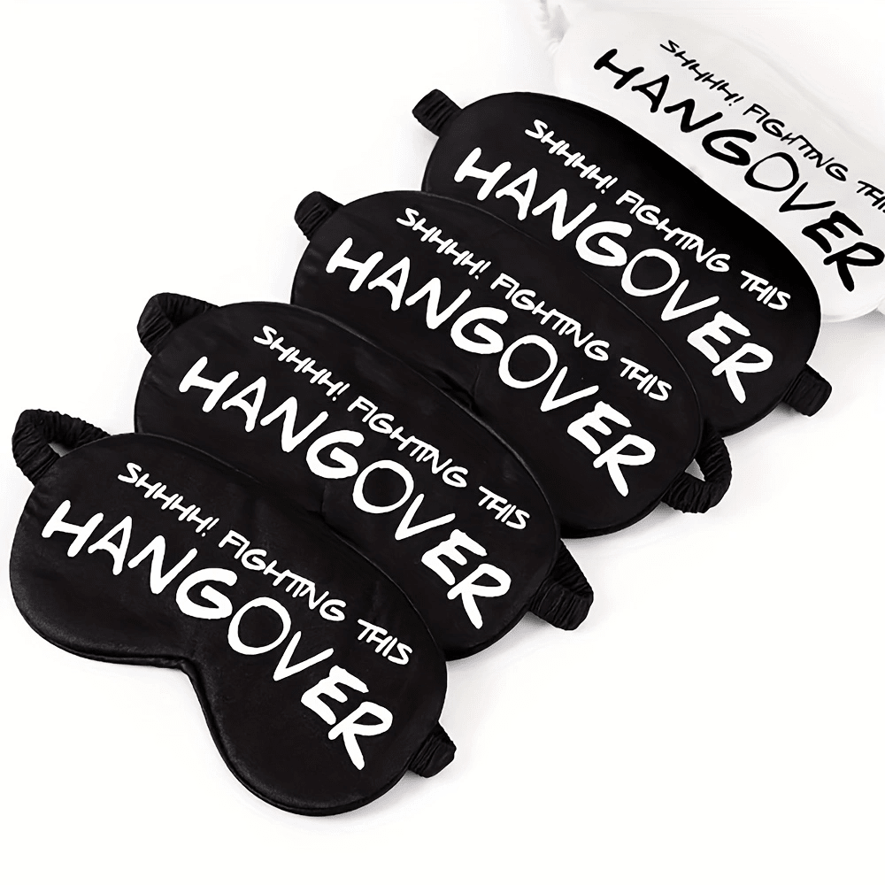 5 Pieces Fighting This Hangover Sleep Eye Mask Slumber Pamper Sleepover Theme Wedding Engagement Bachelor Party Bachelorette Hen Party Groom Bride To Be Bridal Shower Bridesmaid Groomsman Proposal Gift Birthday Guest Thank You Present Welcome Sign