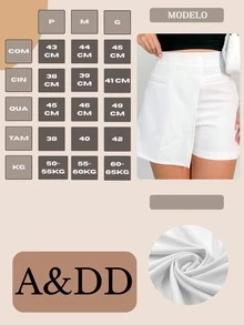Women's Versatile Casual Asymmetrical Shorts With Fake Pockets - 白色 - 查看 6
