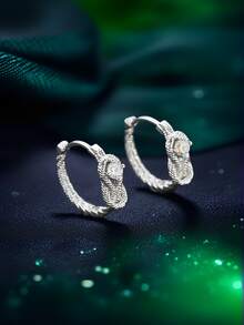 1 par de brincos de cobra com pedra verde da moda, minimalistas, sofisticados, personalizados, descolados e casuais, adequados para homens usarem diariamente, ao ar livre, no trabalho, ótimo presente de aniversário para amigos