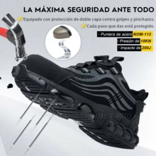 zapatos industriales, zapatos de trabajo, zapatillas de trabajo ligeras,tenis industriales para mujer,botas de trabajo con puntera de acero, suelas de Kevlar, resistentes a impactos y pinchazos, cómodos, elegantes, resistentes al desgaste, adecuados para hombres y mujeres, protección de los pies,adecuado para la manipulación en almacenes, operaciones al aire libre, obras de construcción y situaciones similares, modelos para hombre y mujer, calzado de trabajo.(Elija el tamaño según la longitud de su pie) - Negro - Ver 2