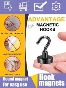 50 Lbs (ca. 23 kg) schwerer magnetischer Haken, magnetischer Aufhängehaken geeignet für Kreuzfahrtenkabinen, Klassenzimmer, Büros, Grills, stabiler magnetischer Metallhaken für Kühlschränke