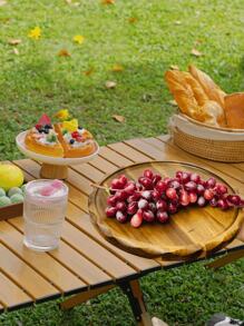 1pc Rosewood Wave Edged Serving Tray, Creative Decorative Tray For Coffee Table, Fruit Tray, Kitchen Utensils, Suitable For Entertaining Guests, Also Can Be Used As Decorative Tray, Tabletop Decor Tray, Decorative Tray, Center Piece Tray, Jewelry Tray, Cosmetic Tray, Birthday Display Stand, Wedding Candy Tray, Cupcake Tray, Suitable For Birthday