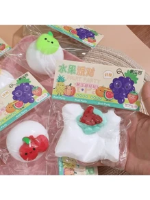 Juguete antiestrés de presión con estilo de fruta de parque de moda y caliente, arcilla de modelado suave de rebote lento, 100% seguro y material (estilo aleatorio)