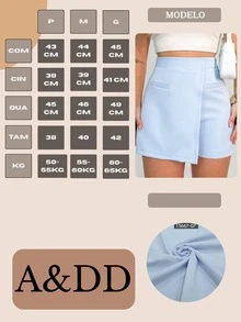 Women's Versatile Casual Asymmetrical Shorts With Fake Pockets - Blue - View 6