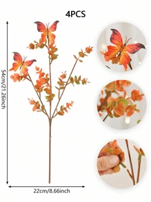 2PCS/4PCS/6PCS Bundle Artificial Autumn Flowers Fake Plastic Plants Indoor And Outdoor Hanging Flower Pots Non Fading Artificial Autumn Plants Thanksgiving Christmas Wedding Party Home Garden Fireplace Decoration