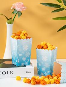 10/25pcs Snowflake Popcorn Boxes, Fries Boxes, Popcorn Cups, Popcorn Buckets, Birthday Party Decor And Family Movie Night Snack Boxes, Suitable For Lunch Box, Bread Shop Bread, Burger Restaurants - Multicolor - View 3