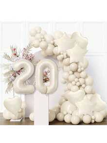 70件套装饰套装，适合30岁生日，男女通用；米色和金色18岁生日，象牙色和金色气球生日装饰，适用于房间装饰、派对主题摄影，也可作为圣诞节道具使用。 - 彩色 - 查看 4