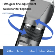 1pc LED Digital Display Low Noise Pet Electric Clipper, For Grooming And Cleaning Dog & Cat Fur, Classic Professional Pet Grooming Electric Shaver, Pet Hair Trimming Kit - Grey - View 9