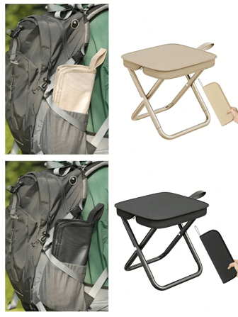 Outdoor Folding Chair, Portable Stool For Camping, Travel, Vacation And Fishing, Small Stool With Adjustable Zipper