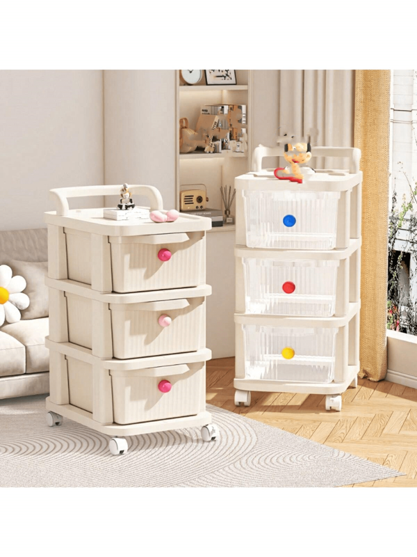Plastic Rolling Storage Cabinet, Floor To Ceiling, Multi-Tier, Nightstand, Pull-Out Shelf, Wheeled Storage Rack, Storage Box, Mobile, DIY Accessories Included, Suitable For Bathroom, Bedroom, Living Room