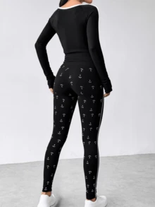 Set De 2 Leggings Unitalla Casual o Deportivos De Cintura Alta De Mujer En Color Sólido - Azul lavado oscuro - Ver 6
