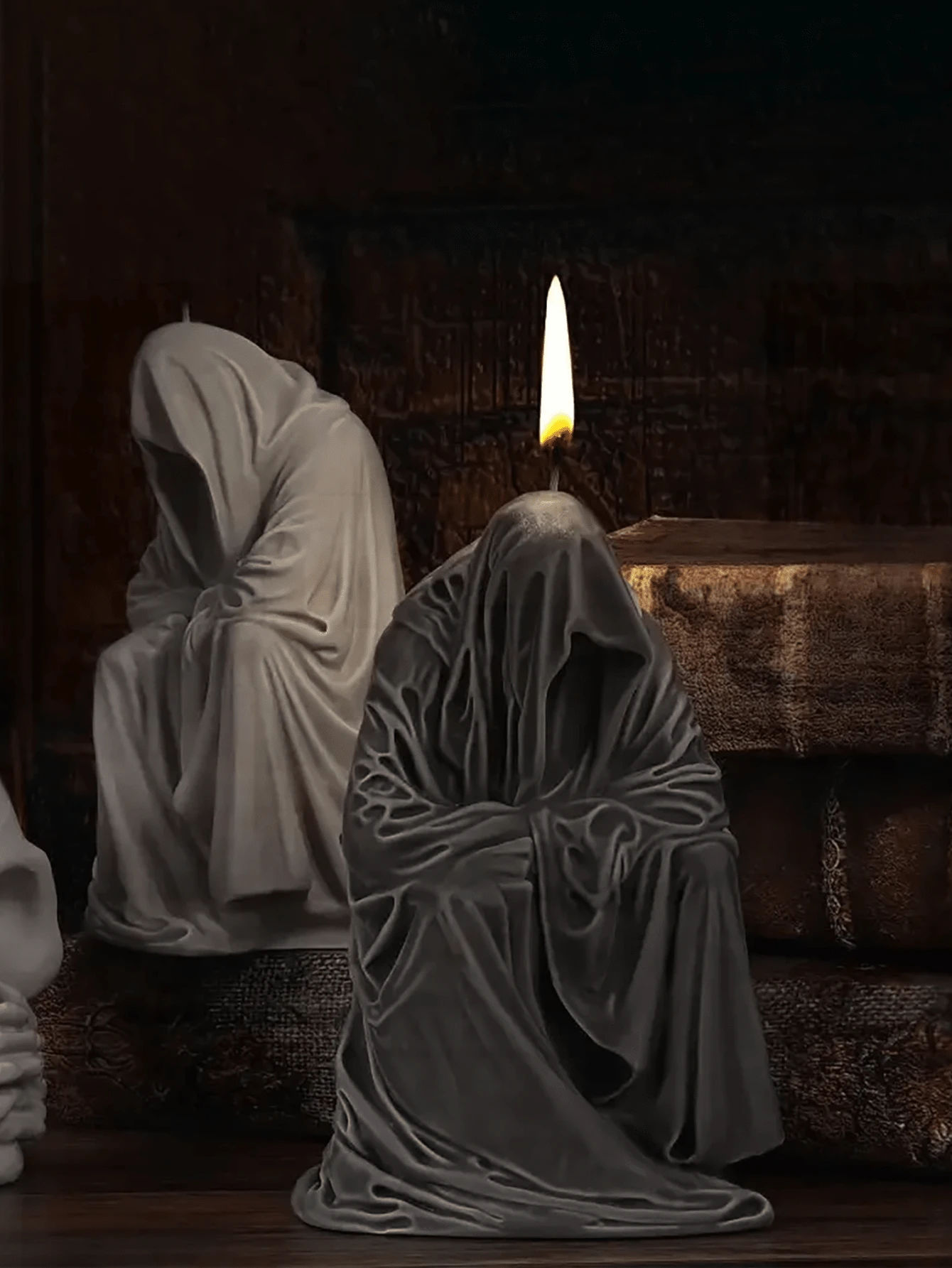 1 Khuôn silicon hình ảnh Black Ghost Reaper - Thiết kế tư thế thiêng liêng, Thiết kế chi tiết áo choàng độc đáo, Thích hợp cho những người yêu thích nghệ thuật thủ công, Thích hợp để làm nến, Đúc nhựa, Thủ công xà phòng và đất sét - Khuôn trang trí nhà Halloween theo phong cách Gothic có thể tái sử dụng, Trang trí ngày lễ - trắng - Xem 1