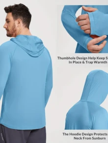 Men's UPF 50+ Sun Protection Lightweight Hoodie Performance Long Sleeve SPF UV Shirt For Fishing Running - 藍色 - 查看 5