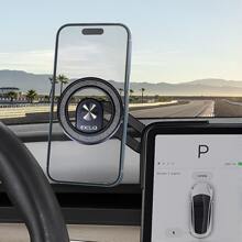 exeliq Suporte para celular Tesla, [Super poder de sucção] Suporte magnético para painel de iPhone para carro /3/S/X, acessórios 2025, Suporte dobrável para carro compatível com iPhone e mais, compatível com iPhone, telefone Android, presente de aniversário, família, amigos, acessórios para carro, Suporte para celular compatível com iPhone, telefone Android, presente de aniversário, família, amigos