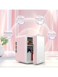 SOKANY Mini frigo da toilette 4L con luce LED dimmerabile, specchio, funzione di raffreddamento e riscaldamento per trucchi e alimenti, mini frigo portatile per camera da letto, ufficio e auto