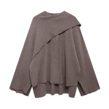 DEEKA Autumn/Winter New Arrival Oversized Shawl Collar Long Sleeve Short Knit Cardigan Spring - Brown - View 7