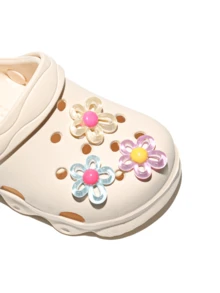 HOEASE 儿童亮色木屐，适合幼儿和女孩，透气轻便，是沙滩、泳池等场合的理想之选，防滑凉鞋、水鞋、夏季拖鞋，蓝色 - 米色 - 查看 3