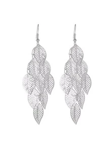 1 Pair Fashionable Korean Vintage Hollow Tree Leaf Tassel Earrings For Women, Daily Wear & Gift