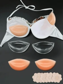 2片装超柔软硅胶胸垫，凝胶增强胸罩，可提升胸部，防滑丰胸垫。比基尼吊带，无缝内衣增强，柔软舒适的女士内衣配件 - 彩色 - 查看 1