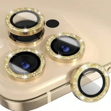 (Gold Diamond Pattern) Suitable For Compatible With IPhone 11/11pro/12 Mini /13 / 14 Plus/15 / 16 Pro Max/16e/17/17pro/17 Pro Max/17Air, Luxury Gold Flash Sticker, Scratch Resistant, High-End Lens Film