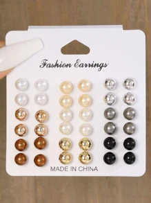 Set de 36 piezas pendientes de perlas falsas coloridas y versátiles, aptos para uso diario y regalos festivos para mujeres