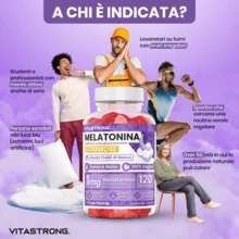 Vitastrong Vegan Melatonin Gummies – 120 1 Mg Sweets With Valerian, Lavender, Chamomile And Vitamin B6, Gluten And Sucrose Free, Red Fruit Flavor - Others - View 3