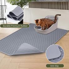 大型猫砂垫 - 橡胶猫砂盆专用地垫 | 超柔软、可水洗、防滑 | 有效收集散落的猫砂，易于清洁 - 室内猫砂盆垫 - 彩色 - 查看 5