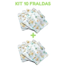 Kit 10 Baby Cloth Diapers 60cm X 60cm - 100% Cotton - Minasrey - 男女通用的 - 查看 1