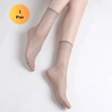 1/5/10双装女士透明尼龙短袜，超薄隐形弹力袜