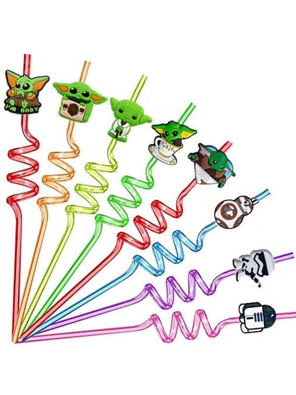 Disney Disney Stitch And Star Wars Set Of 8 Reusable Straws For Birthday Celebrations, Ideal For Party Favors And Decorations