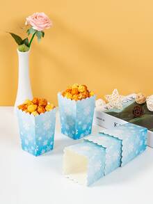 10/25pcs Snowflake Popcorn Boxes, Fries Boxes, Popcorn Cups, Popcorn Buckets, Birthday Party Decor And Family Movie Night Snack Boxes, Suitable For Lunch Box, Bread Shop Bread, Burger Restaurants - Multicolor - View 4